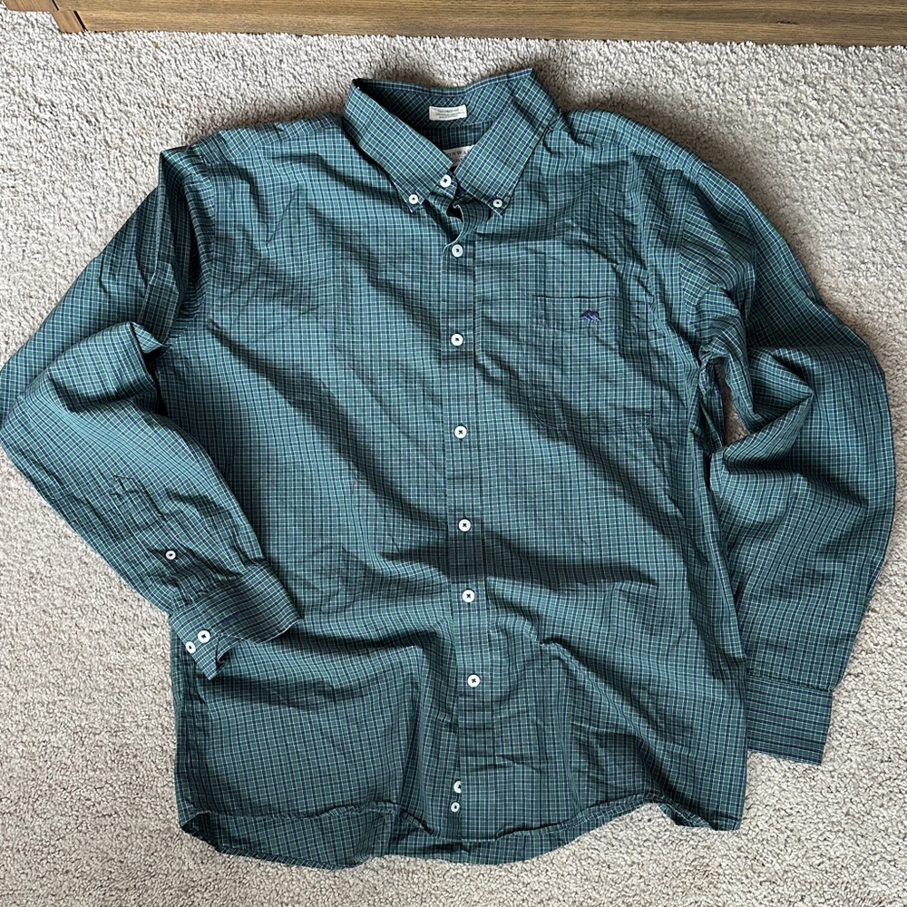 Men's Green Checkered Button-Down Shirt